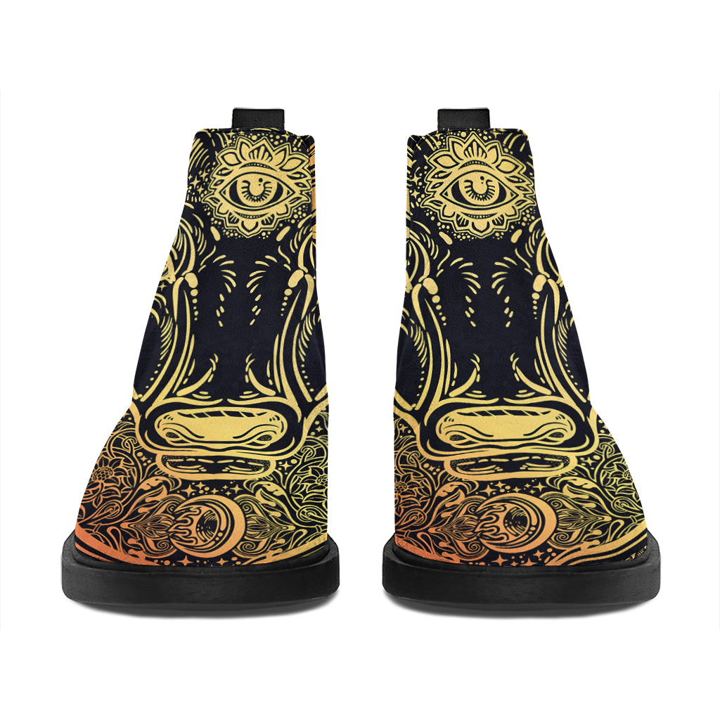 Spiritual Deer Mandala Print Flat Ankle Boots