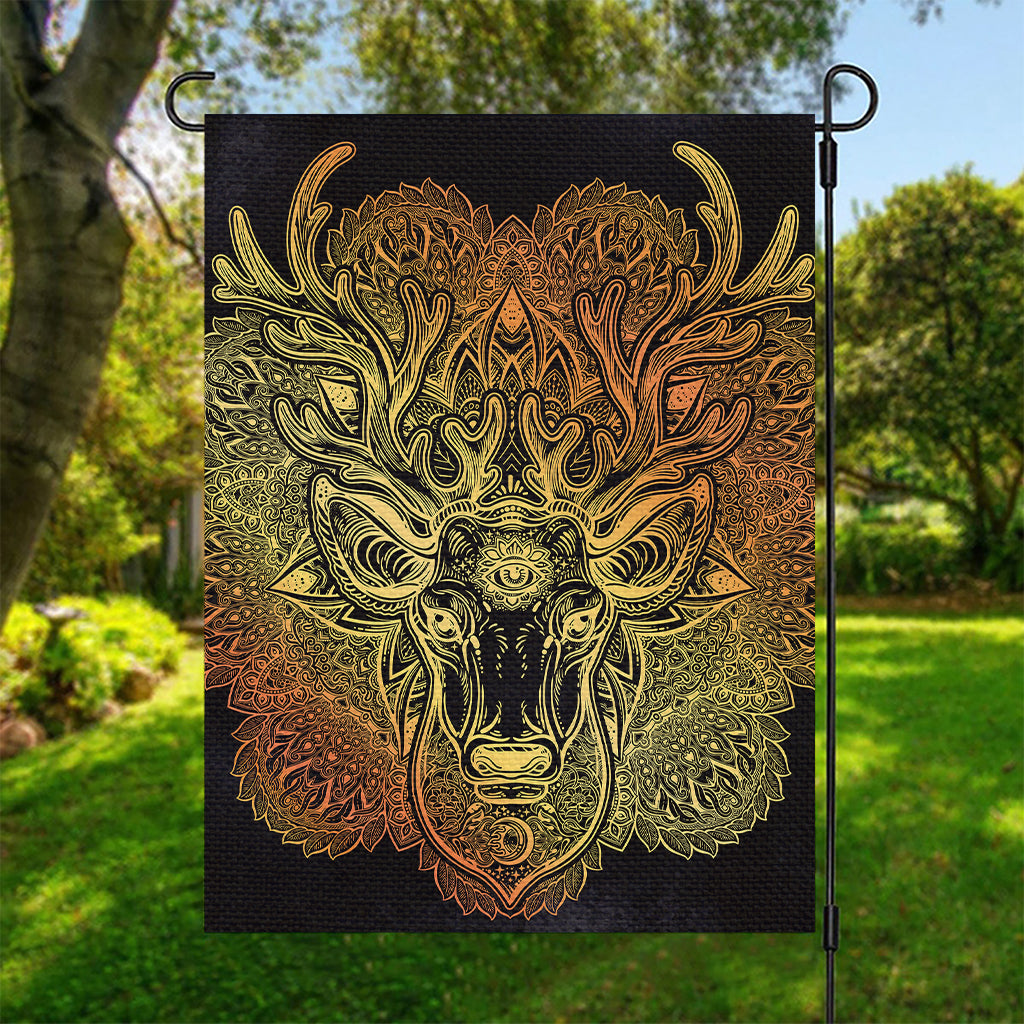 Spiritual Deer Mandala Print Garden Flag