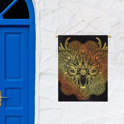 Spiritual Deer Mandala Print Garden Flag