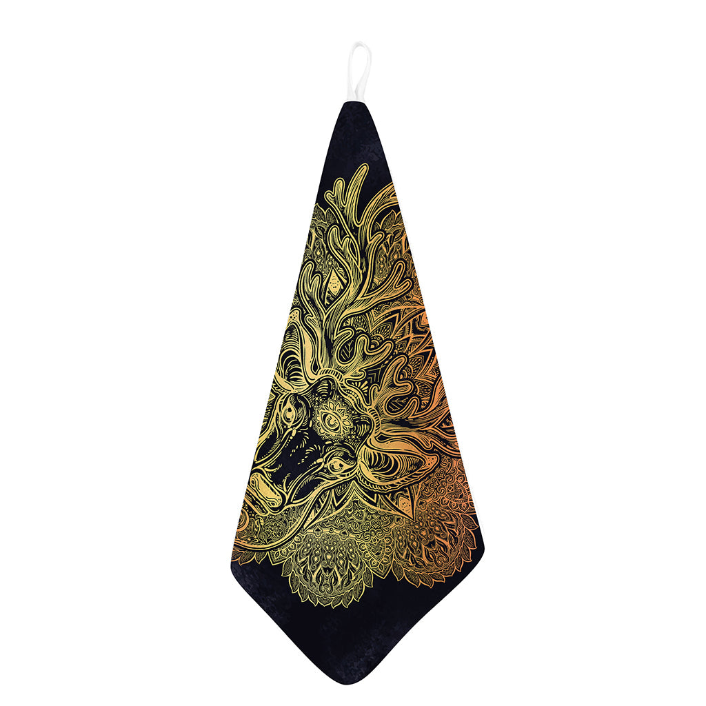 Spiritual Deer Mandala Print Hand Towel