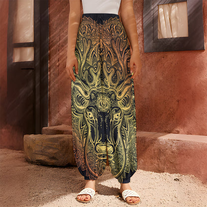 Spiritual Deer Mandala Print Harem Pants