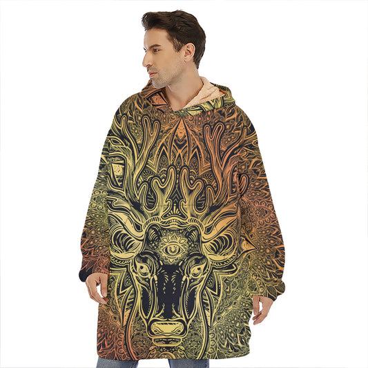 Spiritual Deer Mandala Print Hoodie Blanket