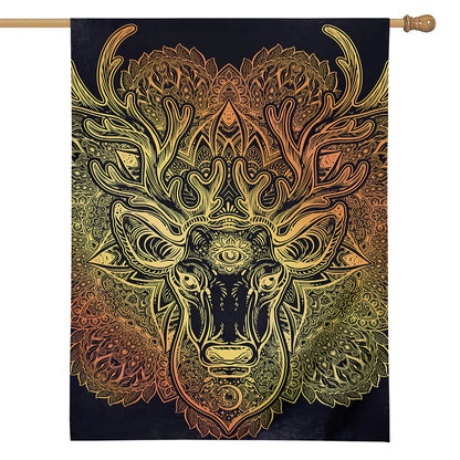 Spiritual Deer Mandala Print House Flag