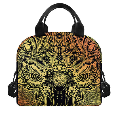 Spiritual Deer Mandala Print Insulated Lunch Bag