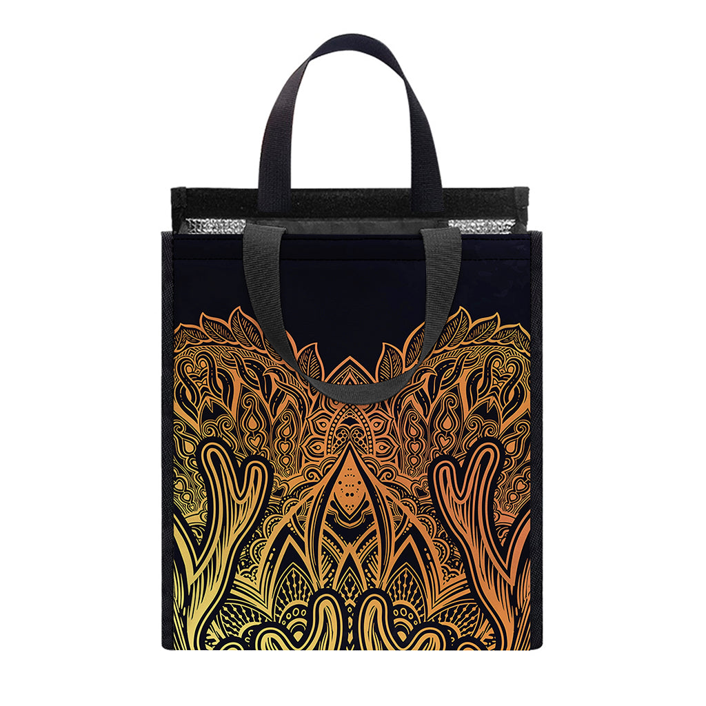 Spiritual Deer Mandala Print Insulated Lunch Tote