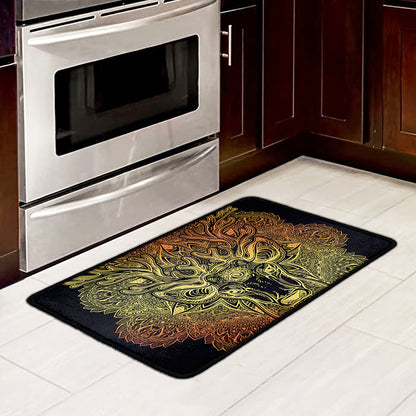 Spiritual Deer Mandala Print Kitchen Mat