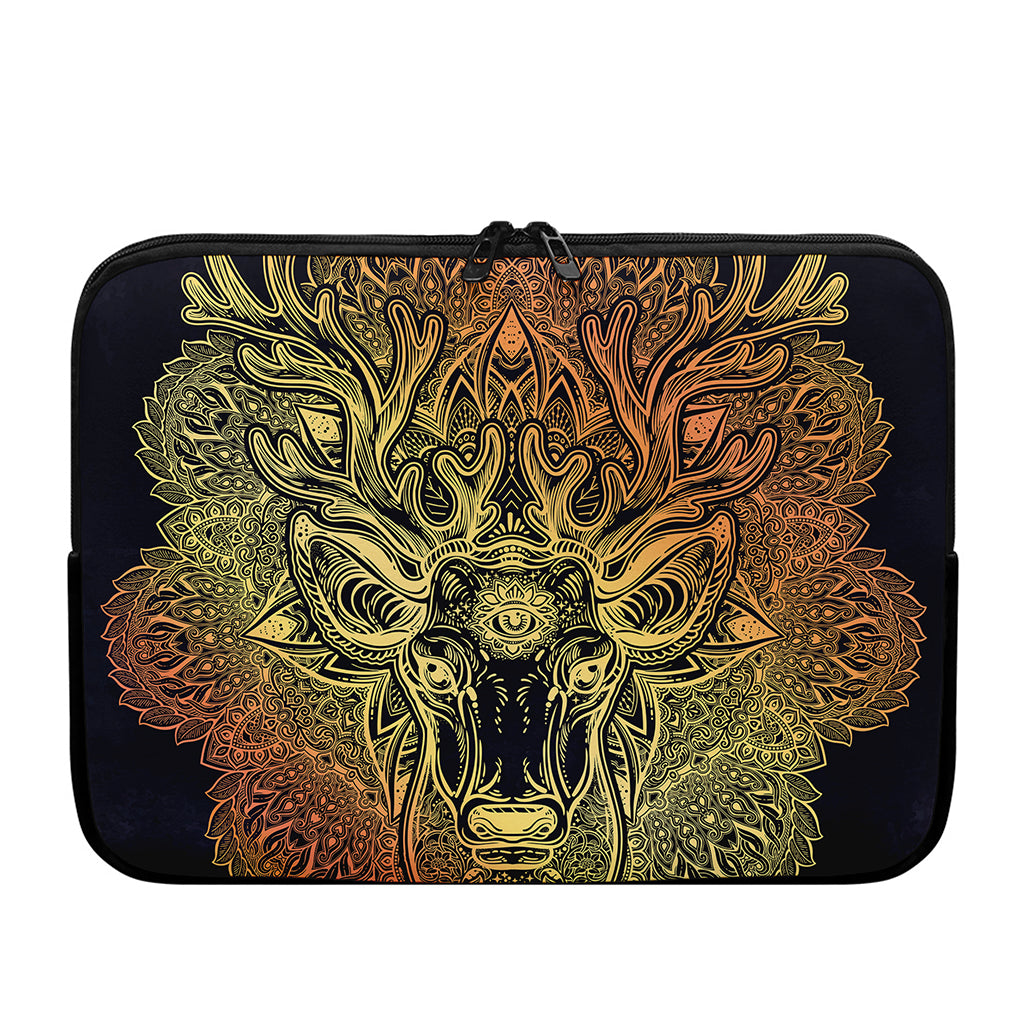 Spiritual Deer Mandala Print Laptop Sleeve
