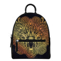 Spiritual Deer Mandala Print Leather Backpack