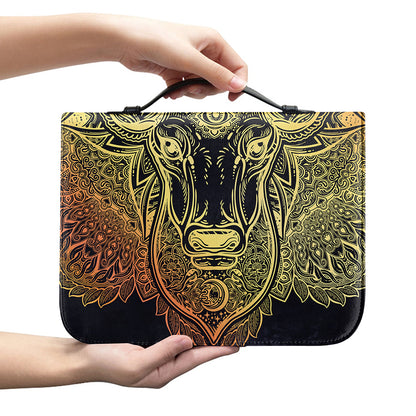 Spiritual Deer Mandala Print Leather Bible Cover