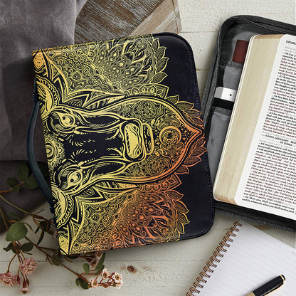 Spiritual Deer Mandala Print Leather Bible Cover