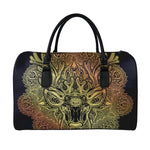 Spiritual Deer Mandala Print Leather Duffle Bag