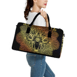 Spiritual Deer Mandala Print Leather Duffle Bag