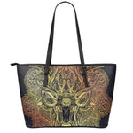 Spiritual Deer Mandala Print Leather Tote Bag