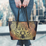Spiritual Deer Mandala Print Leather Tote Bag