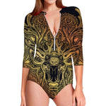 Spiritual Deer Mandala Print Long Sleeve Swimsuit