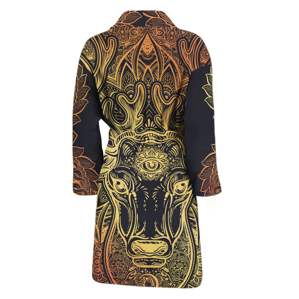Spiritual Deer Mandala Print Men's Bathrobe