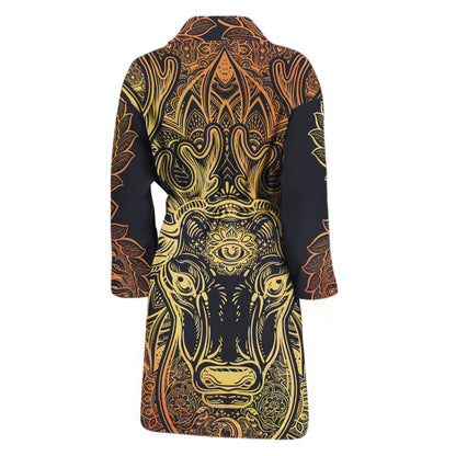 Spiritual Deer Mandala Print Men's Bathrobe
