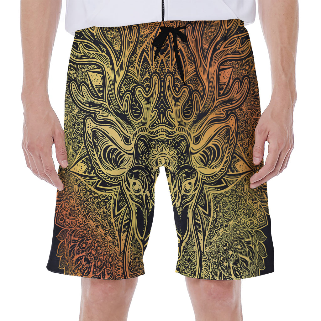 Spiritual Deer Mandala Print Men's Beach Shorts