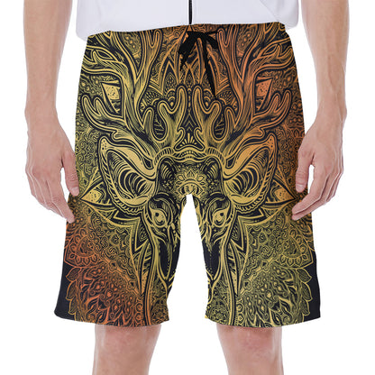 Spiritual Deer Mandala Print Men's Beach Shorts