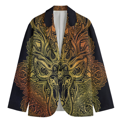 Spiritual Deer Mandala Print Men's Blazer