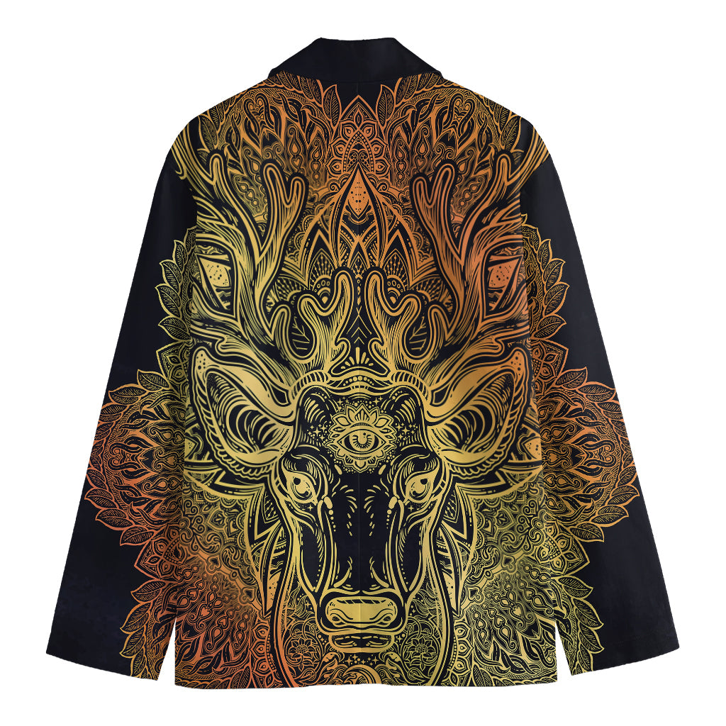 Spiritual Deer Mandala Print Men's Blazer