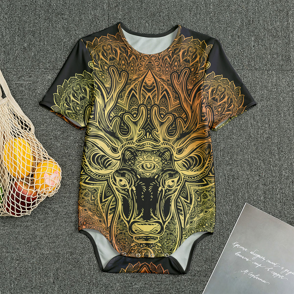 Spiritual Deer Mandala Print Men's Bodysuit