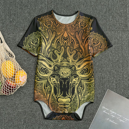 Spiritual Deer Mandala Print Men's Bodysuit