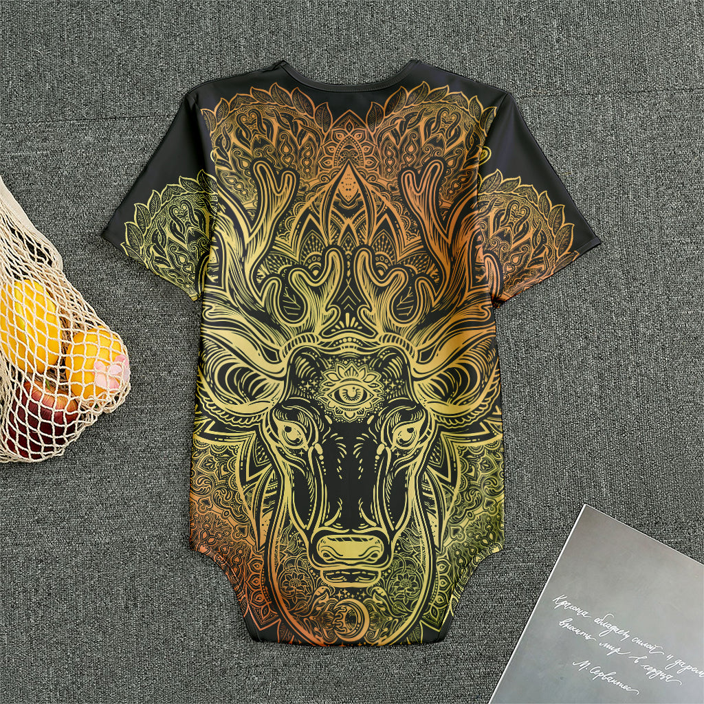 Spiritual Deer Mandala Print Men's Bodysuit