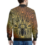 Spiritual Deer Mandala Print Men's Bomber Jacket