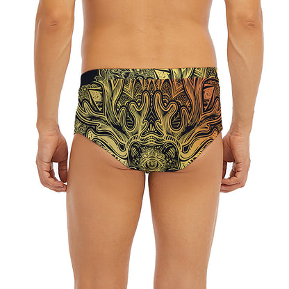 Spiritual Deer Mandala Print Men's Briefs