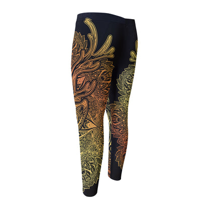 Spiritual Deer Mandala Print Men's Compression Pants