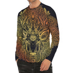 Spiritual Deer Mandala Print Men's Long Sleeve Rash Guard
