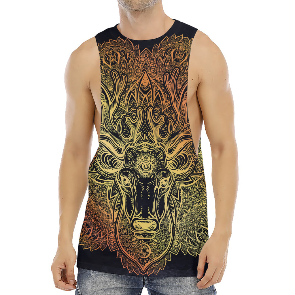 Spiritual Deer Mandala Print Men's Muscle Tank Top