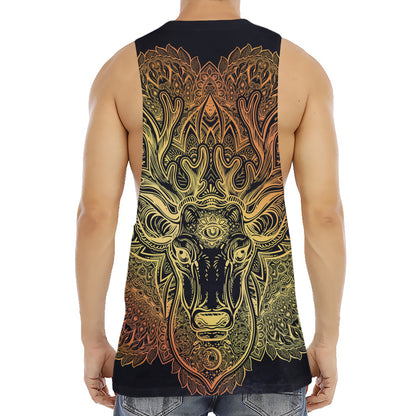 Spiritual Deer Mandala Print Men's Muscle Tank Top