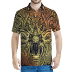 Spiritual Deer Mandala Print Men's Polo Shirt