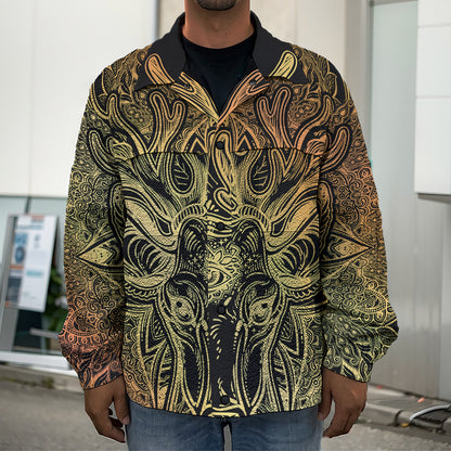 Spiritual Deer Mandala Print Men's Shirt Jacket