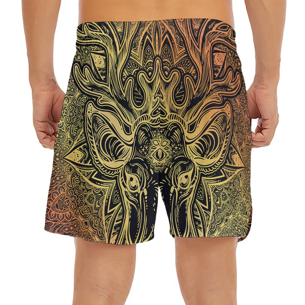 Spiritual Deer Mandala Print Men's Split Running Shorts