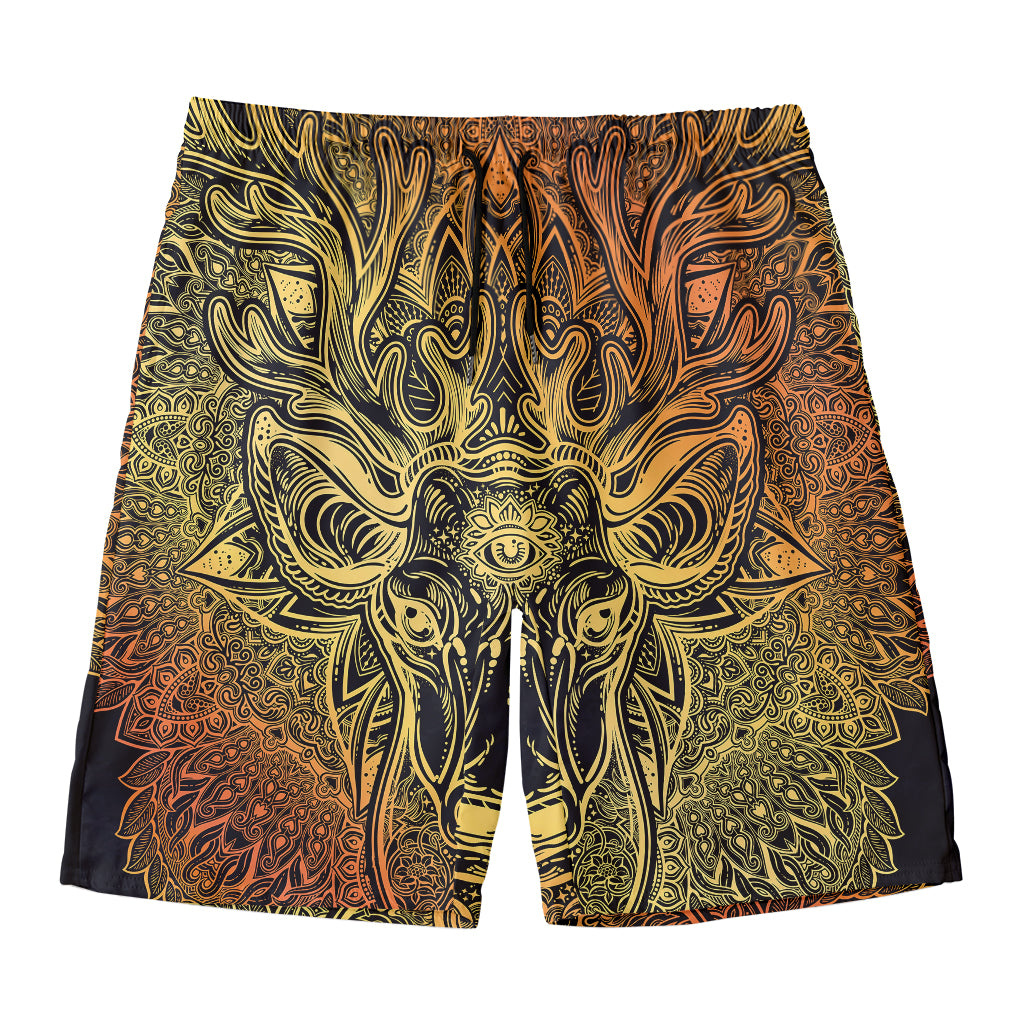 Spiritual Deer Mandala Print Men's Swim Trunks