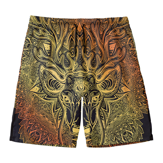 Spiritual Deer Mandala Print Men's Swim Trunks