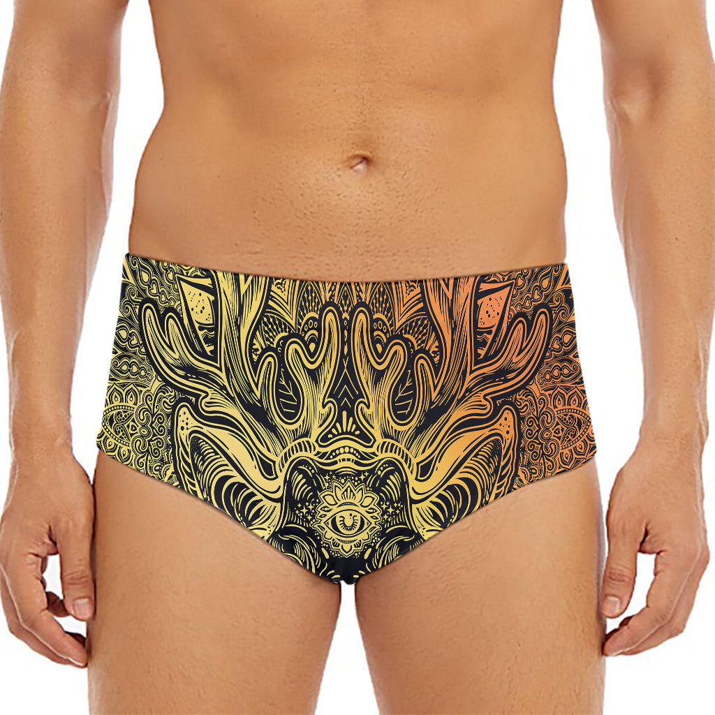 Spiritual Deer Mandala Print Men's Triangle Swim Briefs