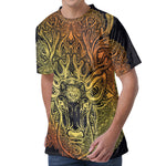 Spiritual Deer Mandala Print Men's Velvet T-Shirt