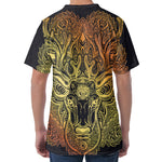 Spiritual Deer Mandala Print Men's Velvet T-Shirt