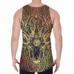 Spiritual Deer Mandala Print Men's Velvet Tank Top