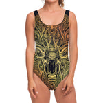Spiritual Deer Mandala Print One Piece Swimsuit