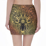 Spiritual Deer Mandala Print Pencil Mini Skirt