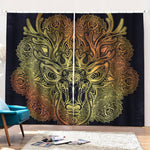 Spiritual Deer Mandala Print Pencil Pleat Curtains