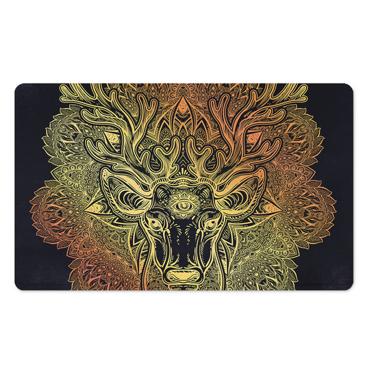 Spiritual Deer Mandala Print Polyester Doormat