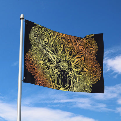 Spiritual Deer Mandala Print Polyester Flag