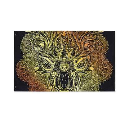 Spiritual Deer Mandala Print Polyester Flag
