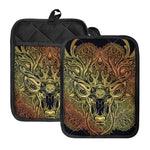 Spiritual Deer Mandala Print Pot Holders With Pocket